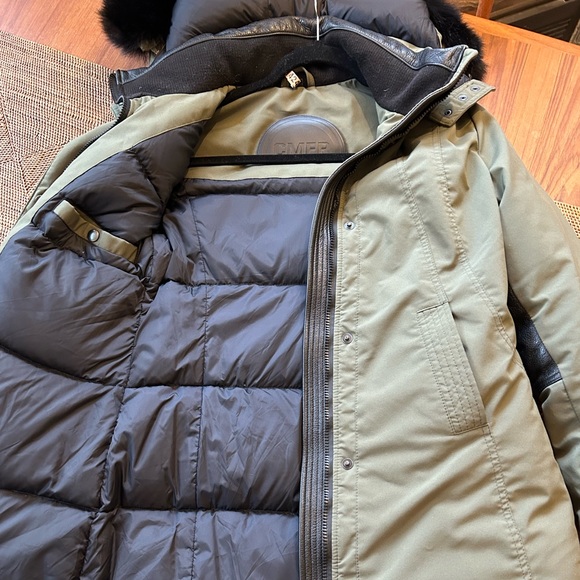 CMFR green winter parka with down filling and leather trim - Picture 5 of 15